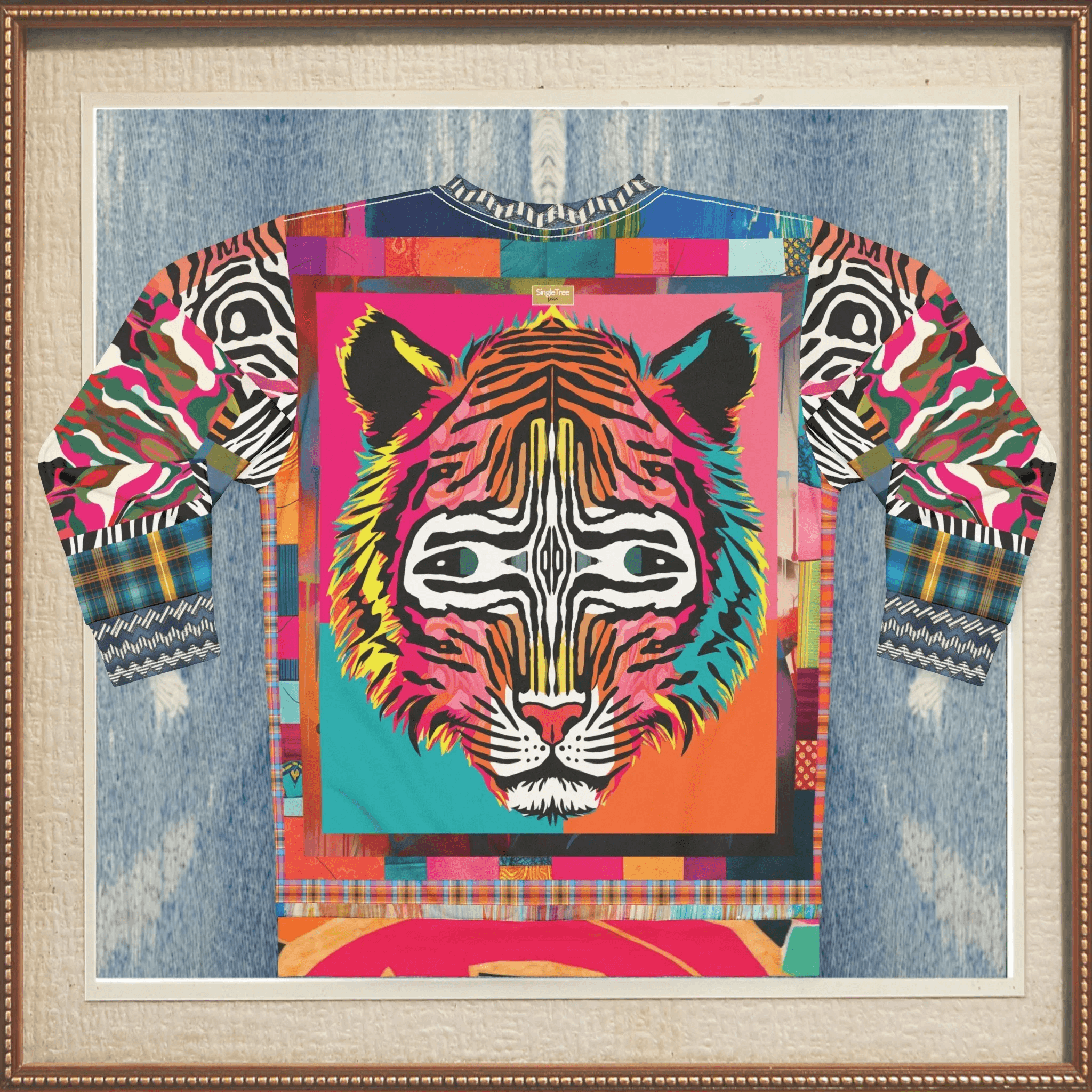 Tiger in Colorful Carnivale Pop Art Unisex Sweatshirt (Gold Label)