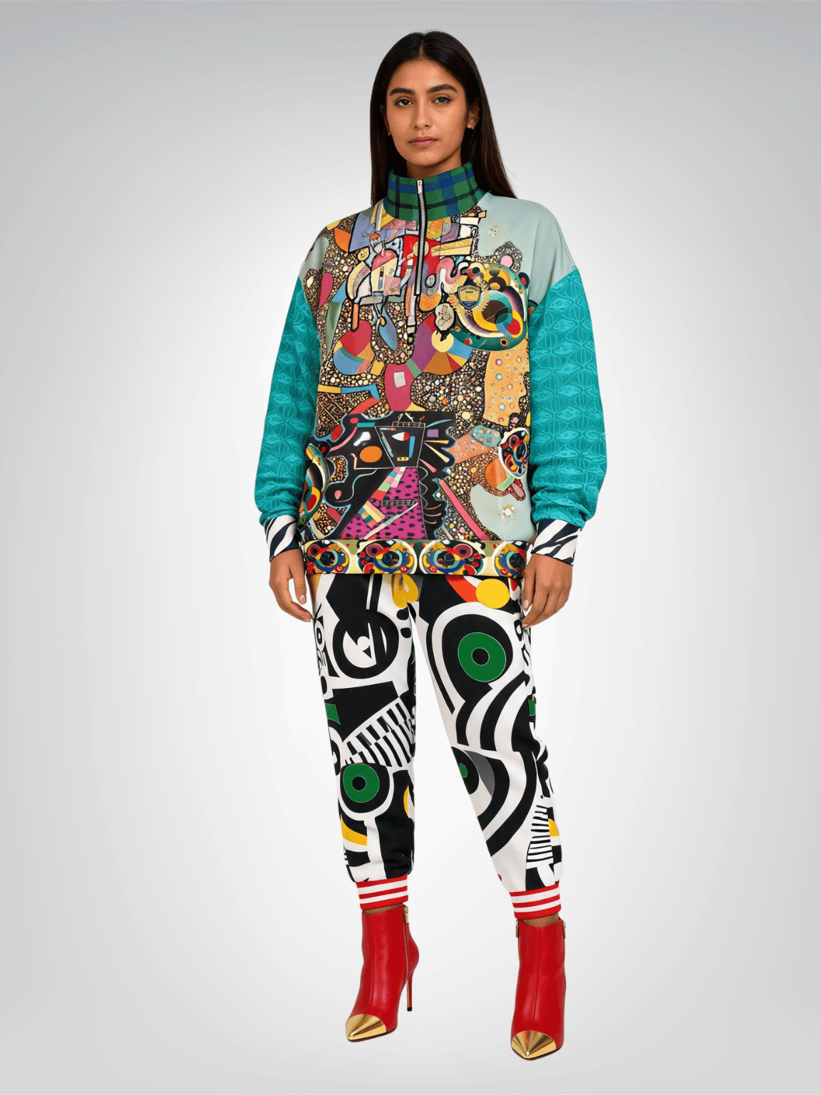 Tiptoe Through the Kandinskys Heavyweight Oversized Quarter Zip Sweatshirt