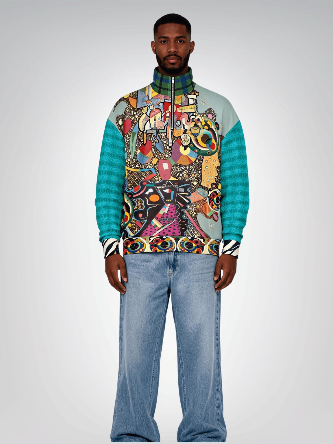 Tiptoe Through the Kandinskys Heavyweight Oversized Quarter Zip Sweatshirt