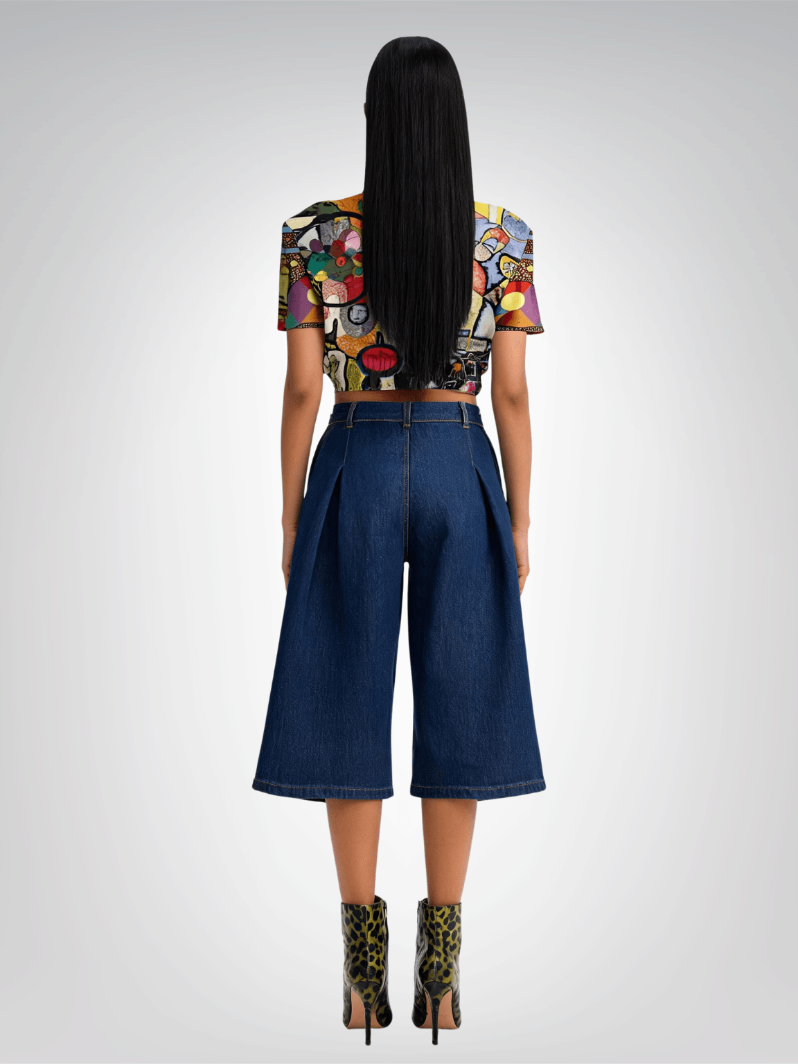 Tiptoe Through the Kandinskys Eco-Poly Short Sleeve Cropped Pullover