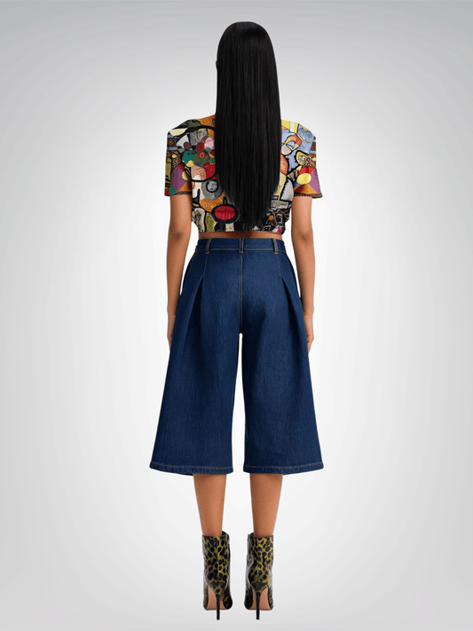 Tiptoe Through the Kandinskys Eco-Poly Short Sleeve Cropped Pullover