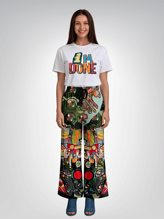 Tiptoe Through the Kandinskys Eco-Poly Wide Leg Pants