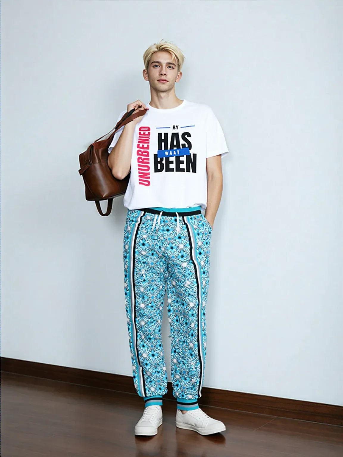 Blue Daisy Hippie Stripe Eco-Poly Unisex Joggers