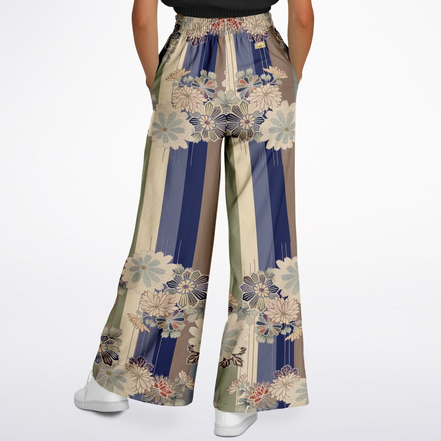 Vacation in Nantucket Floral Stripe Eco-Poly Wide Leg Pants