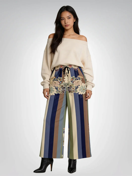 Vacation in Nantucket Stripe Eco-Poly Wide Leg Pants