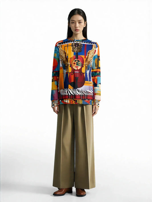 Violin in Mondrian Takes Flight Unisex Sweatshirt (Gold Label)