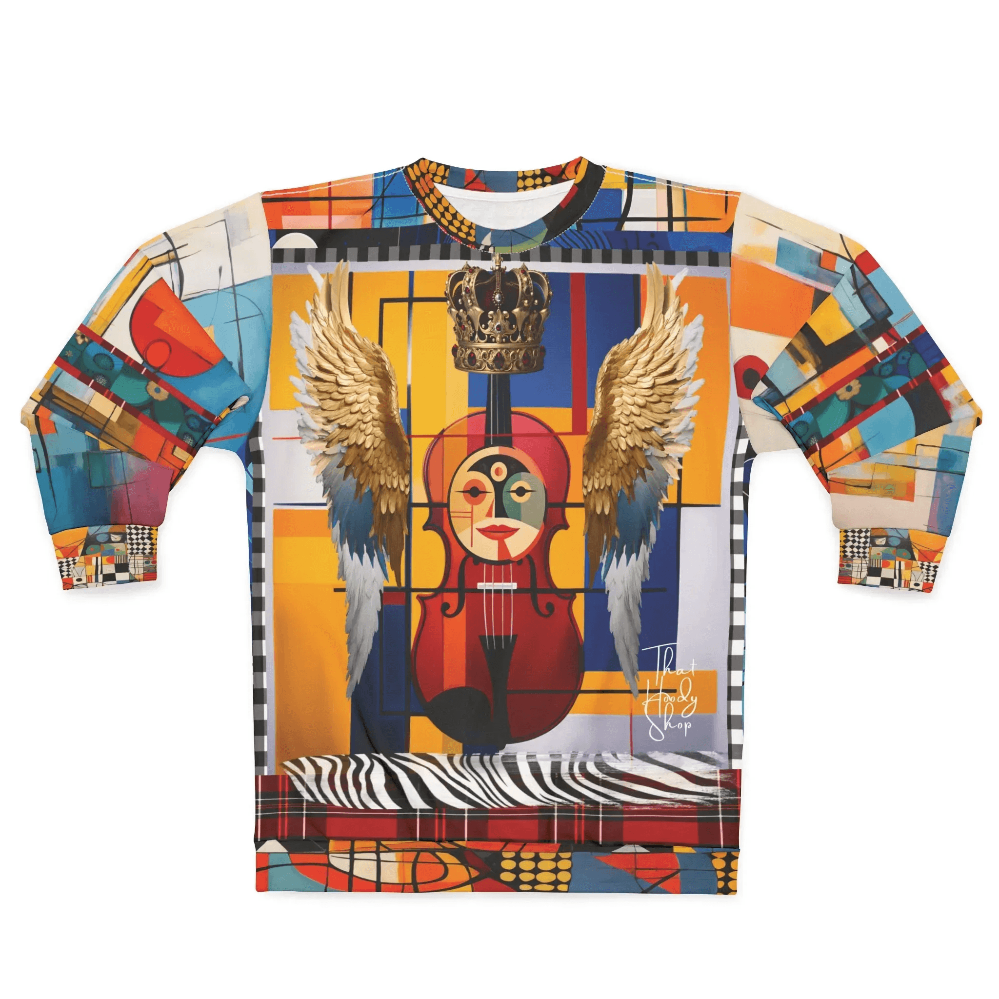 Violin in Mondrian Takes Flight Unisex Sweatshirt (Gold Label)