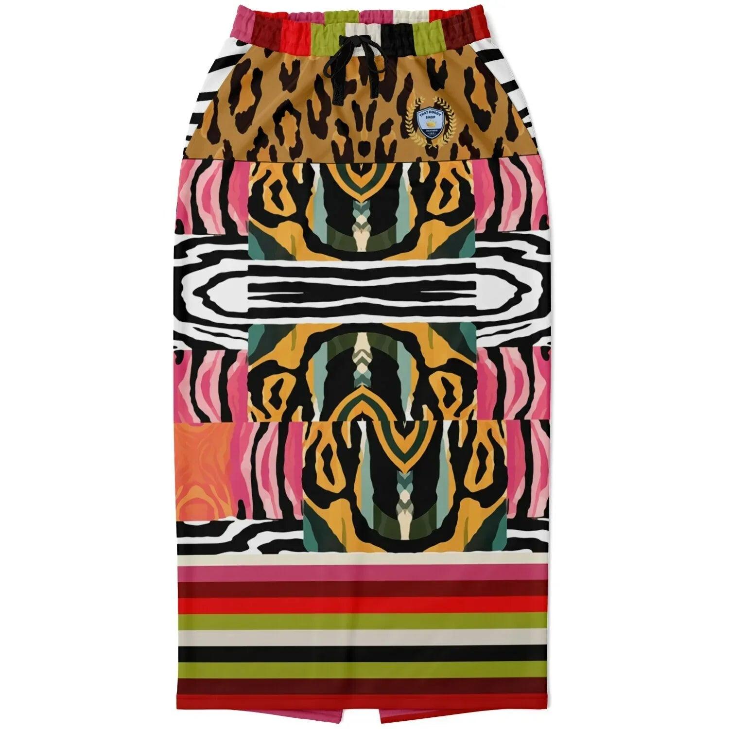 Walk on the Wild Side Abstract Zebra Print Eco-Poly Long Pocket Skirt