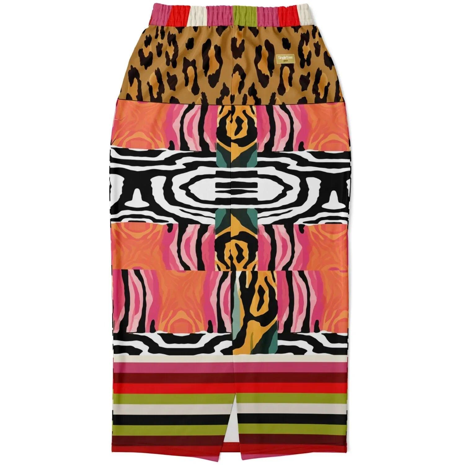 Walk on the Wild Side Abstract Zebra Print Eco-Poly Long Pocket Skirt