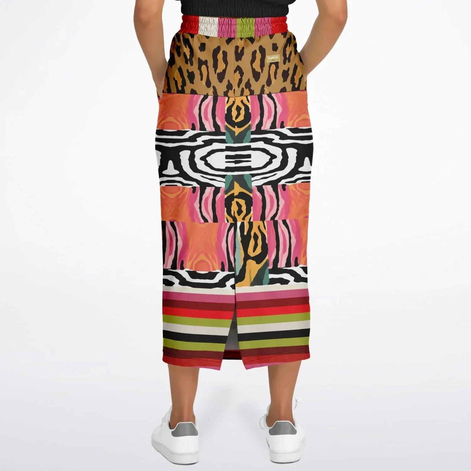 Walk on the Wild Side Abstract Zebra Print Eco-Poly Long Pocket Skirt