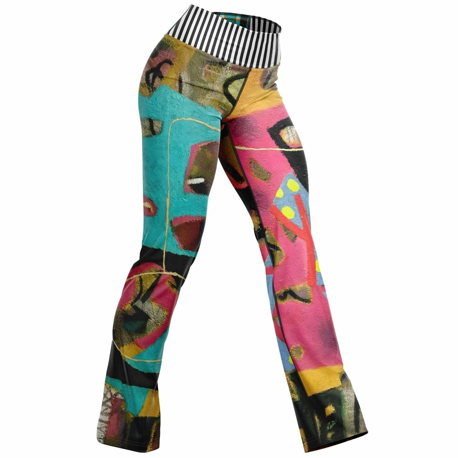 Walking in Geometric Colorblock Flare Leggings
