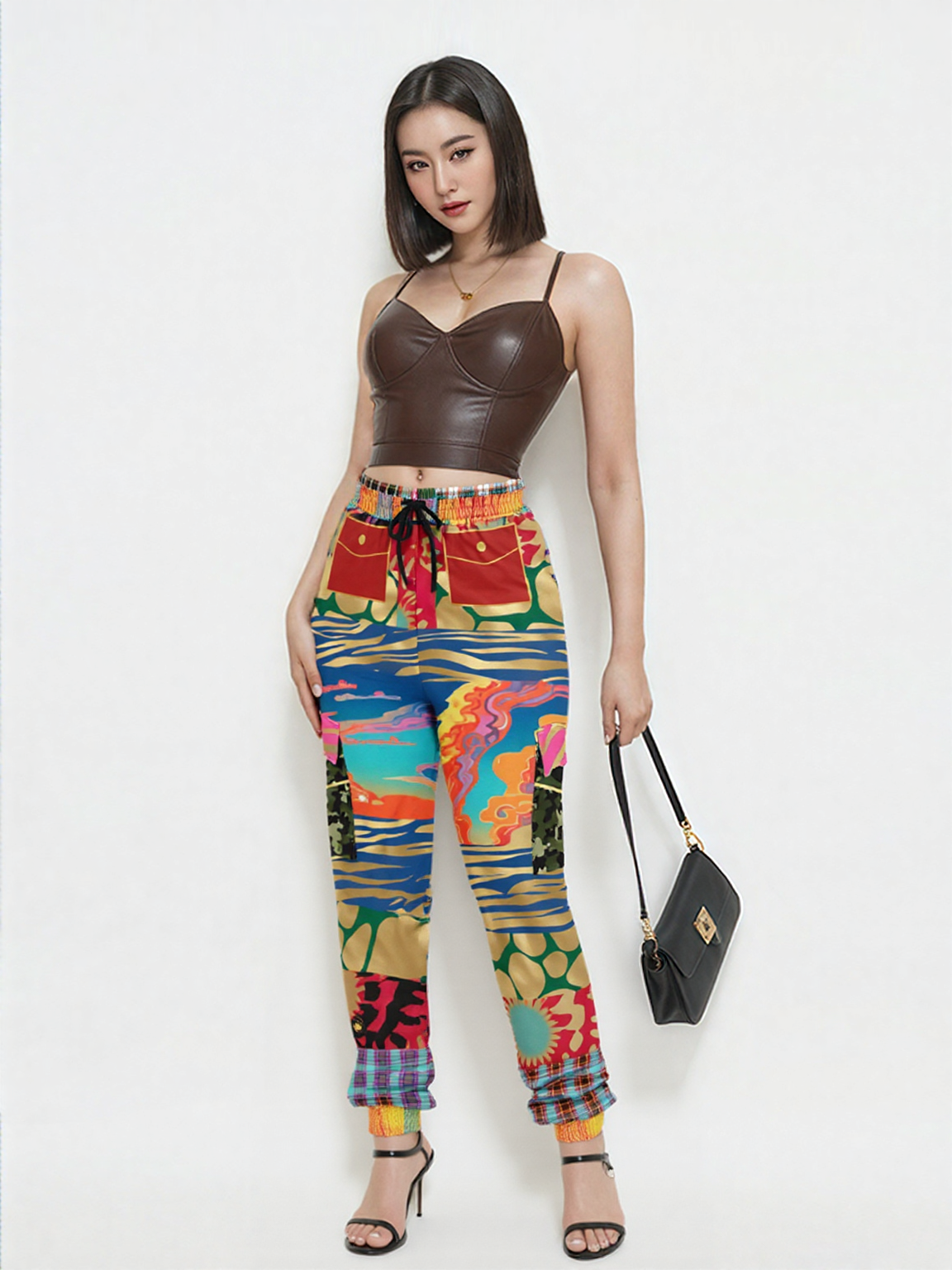 Walking the Runway Patchwork Eco-Poly Unisex Cargo Joggers