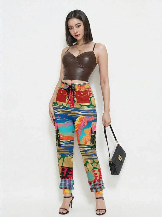 Walking the Runway Patchwork Eco-Poly Unisex Cargo Joggers