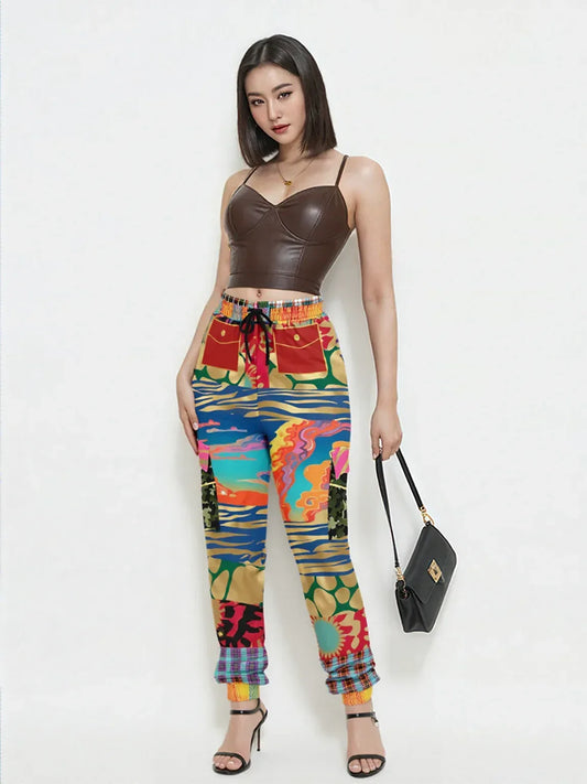 Walking the Runway Patchwork Eco-Poly Unisex Cargo Joggers