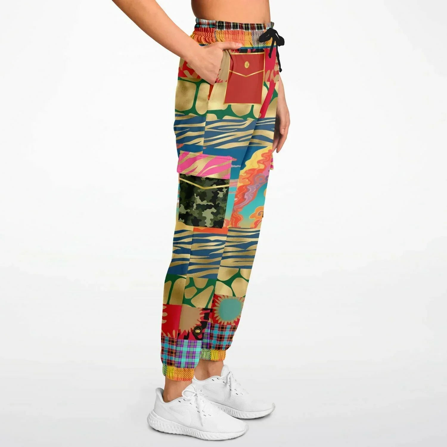 Walking the Runway Patchwork Eco-Poly Unisex Cargo Joggers