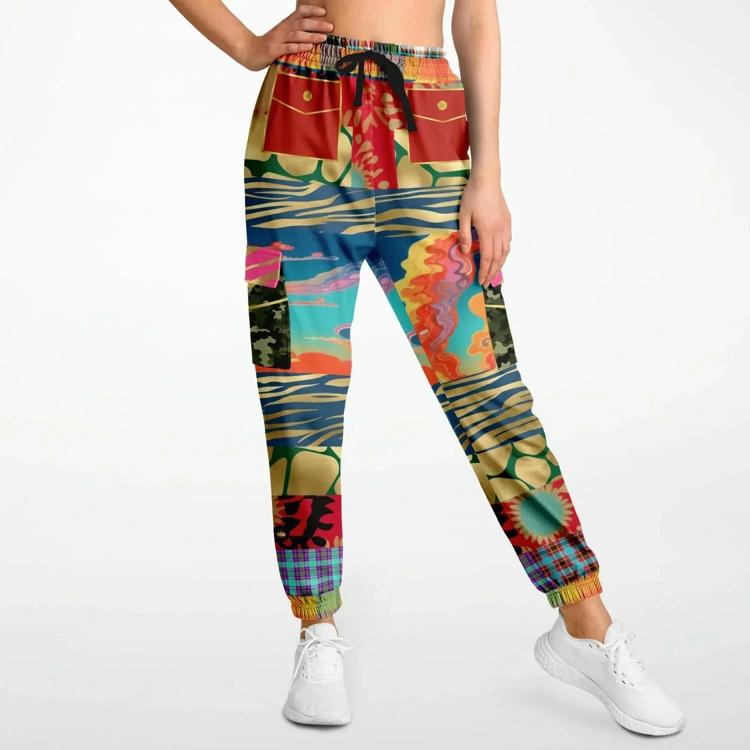 Walking the Runway Patchwork Eco-Poly Unisex Cargo Joggers