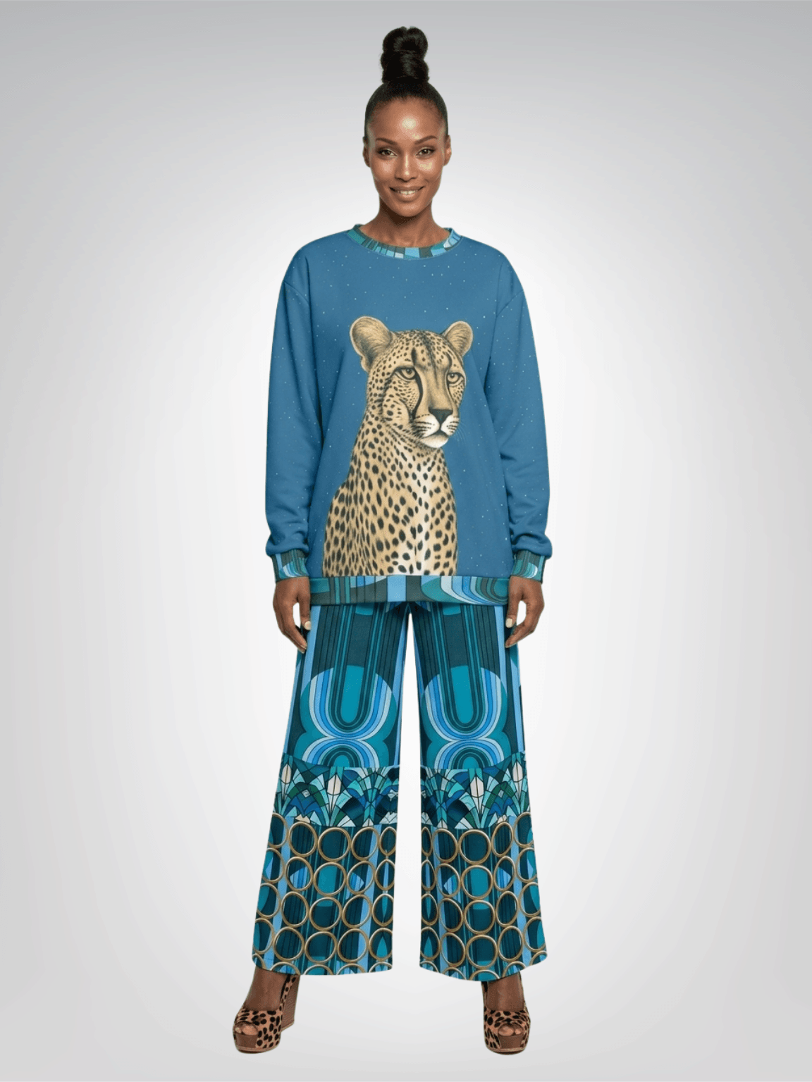 Wild Cheetah in Blue Unisex Sweatshirt (Gold Label)