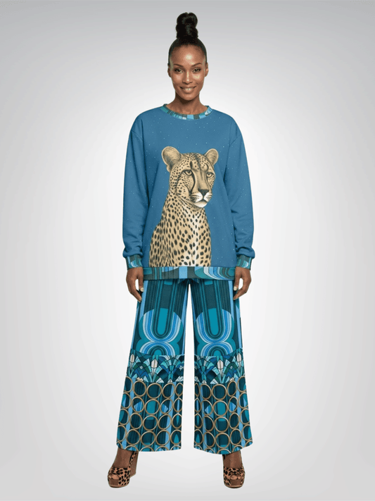 Wild Cheetah in Blue Unisex Sweatshirt (Gold Label)
