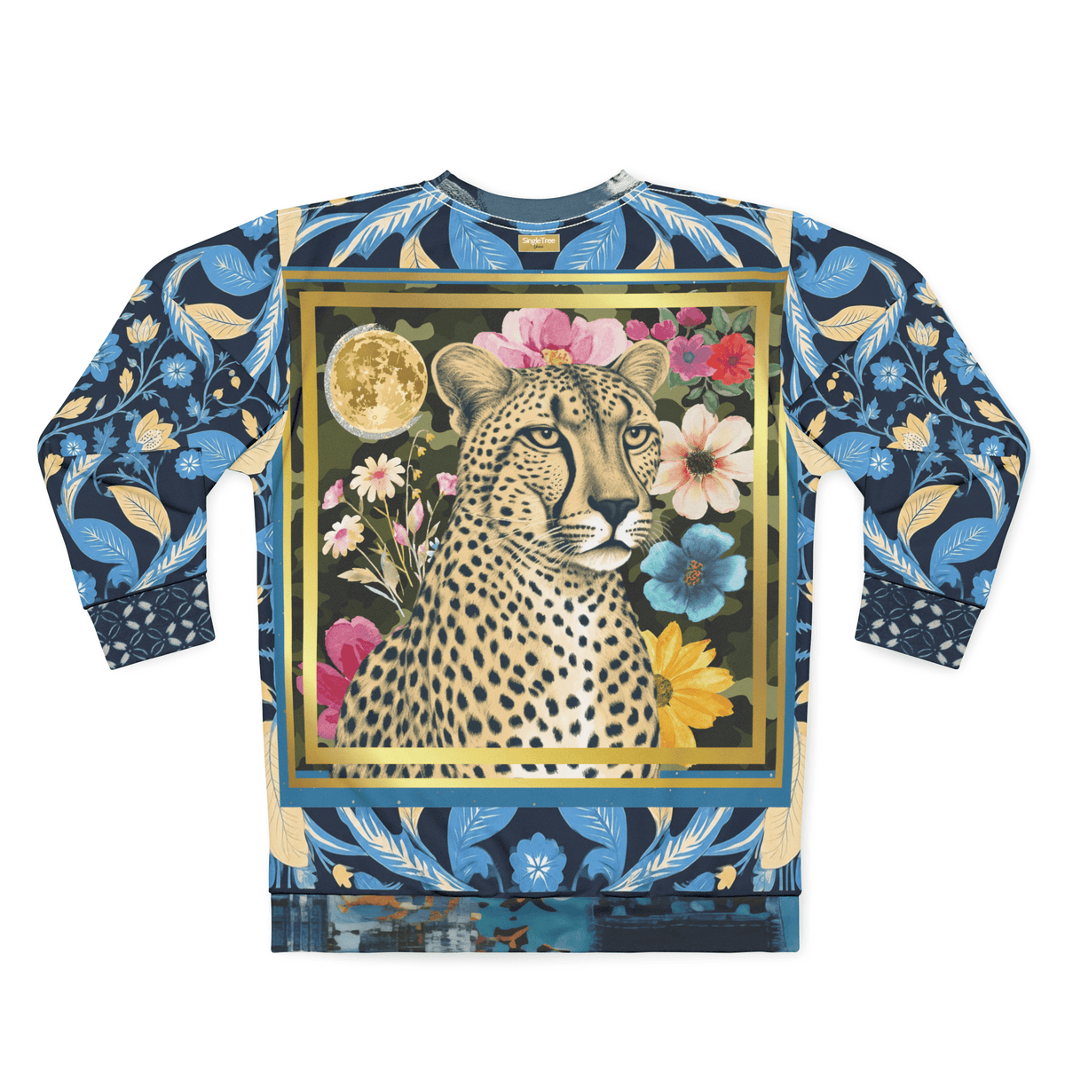 Wild Cheetah Moon in Exotic Floral Unisex Sweatshirt (Gold Label)