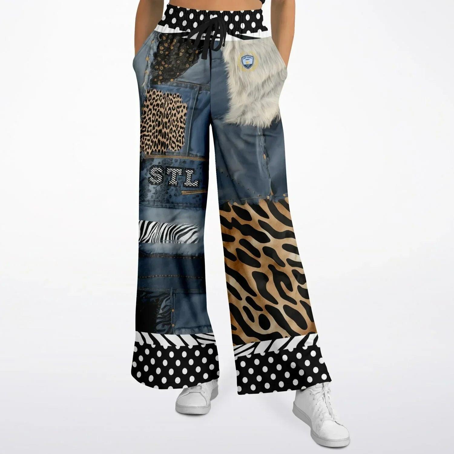 Wild Denim Patchwork Haberdashery Eco-Poly Wide Leg Pants