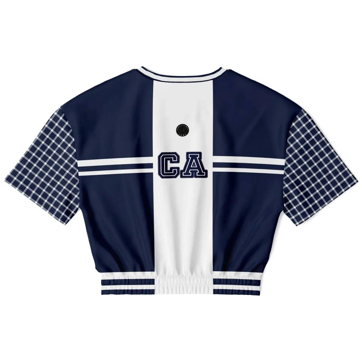 Wimbledon in Blue Stripe California Edition Eco-Poly Short Sleeve Cropped Pullover