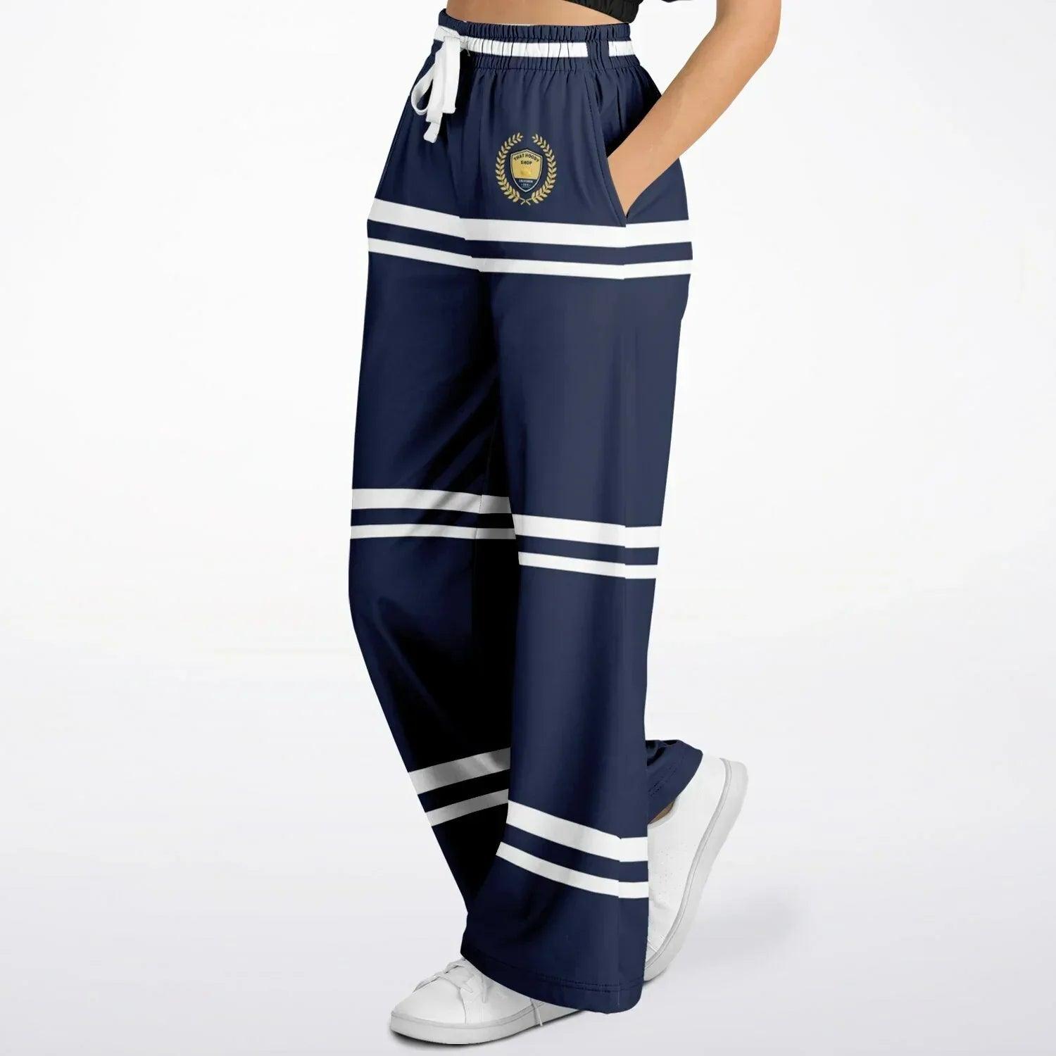 Wimbledon Blue Stripe Eco-Poly Wide Leg Pants