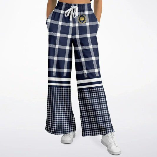 Wimbledon in Blue Plaid Eco-Poly Wide Leg Pants
