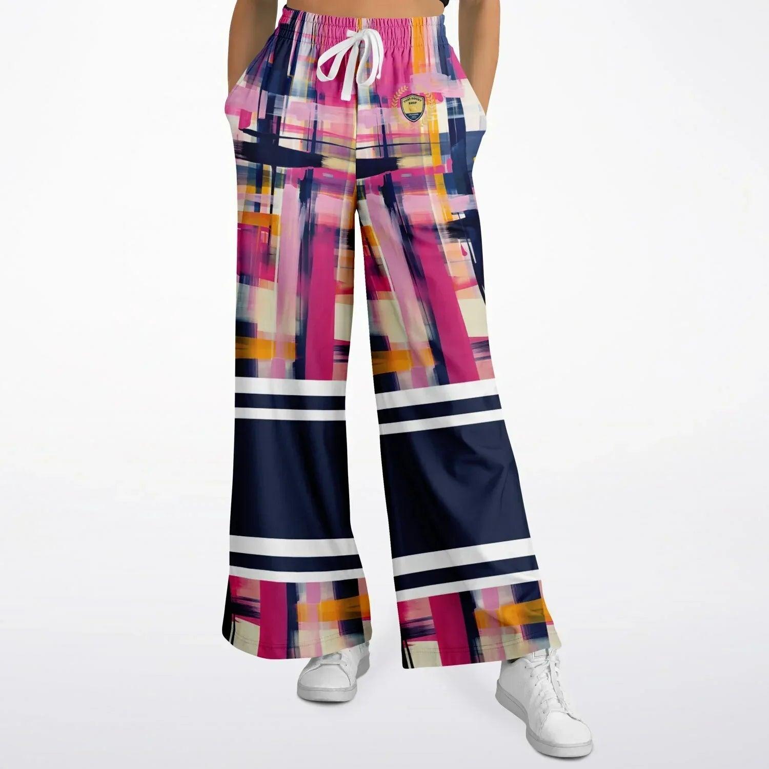 Wimbledon in Full Color Plaid Eco-Poly Wide Leg Pants