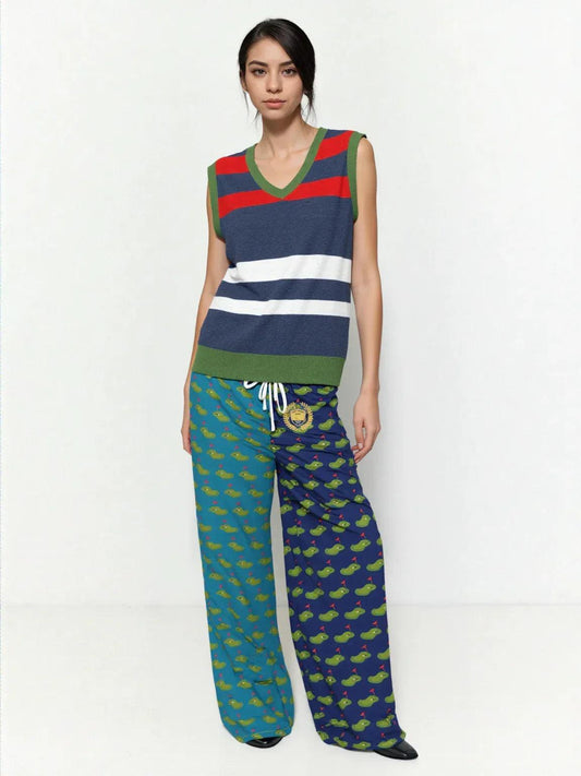 Golf - Hitting the Links in Blue Duo Eco-Poly Wide Leg Pants