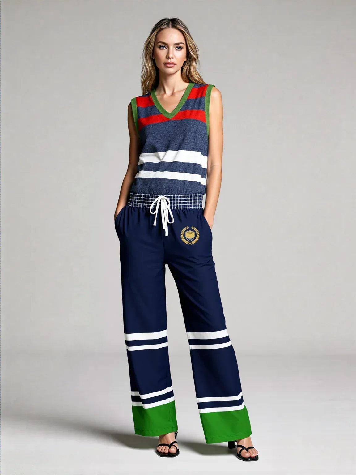 Wimbledon Green Flash Eco-Poly Wide Leg Pants
