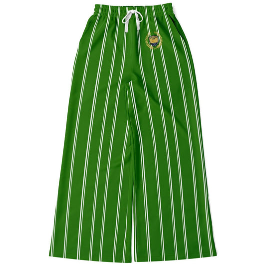 Wimbledon Regal Stripe in Green Eco-Poly Wide Leg Pants