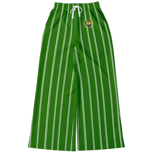 Wimbledon Regal Stripe in Green Eco-Poly Wide Leg Pants