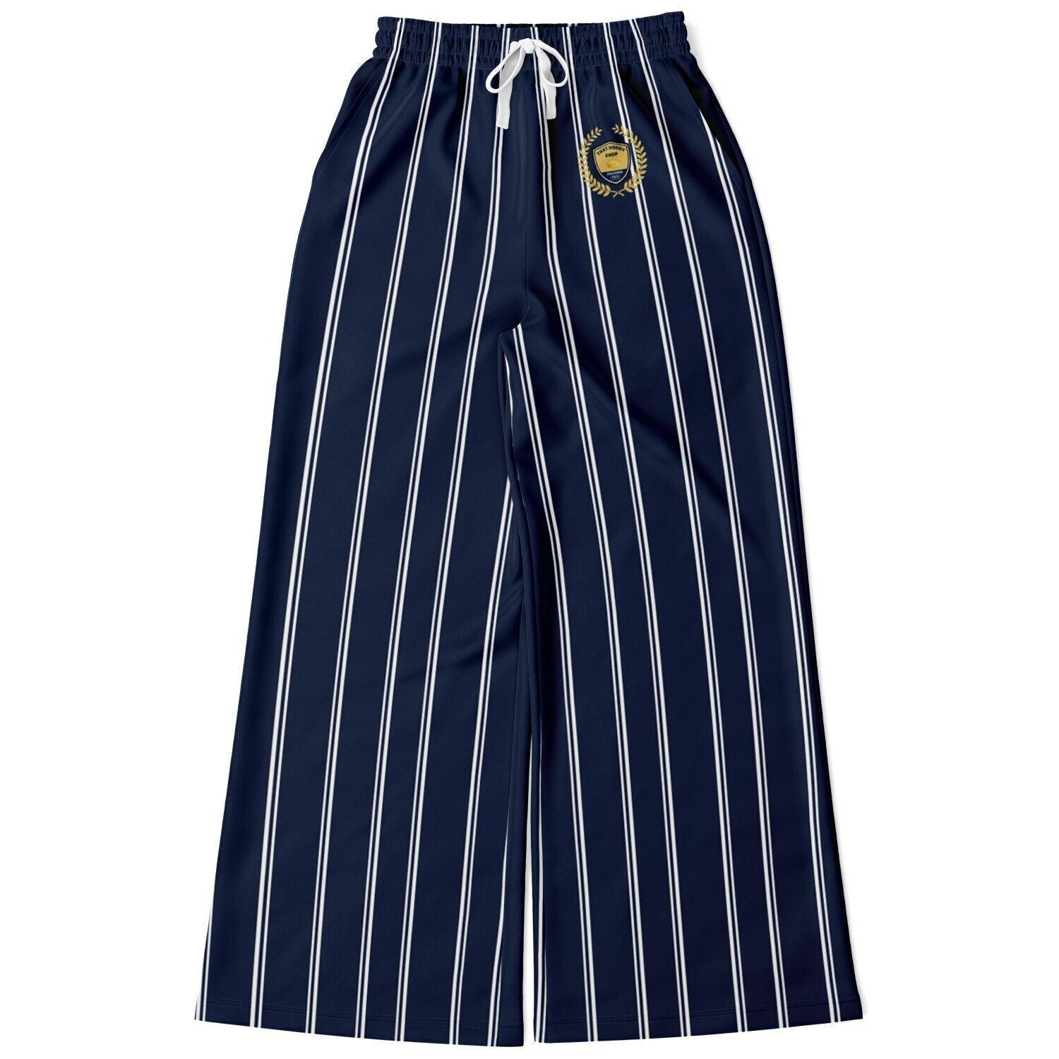Wimbledon Regal Stripe in Blue Eco-Poly Wide Leg Pants