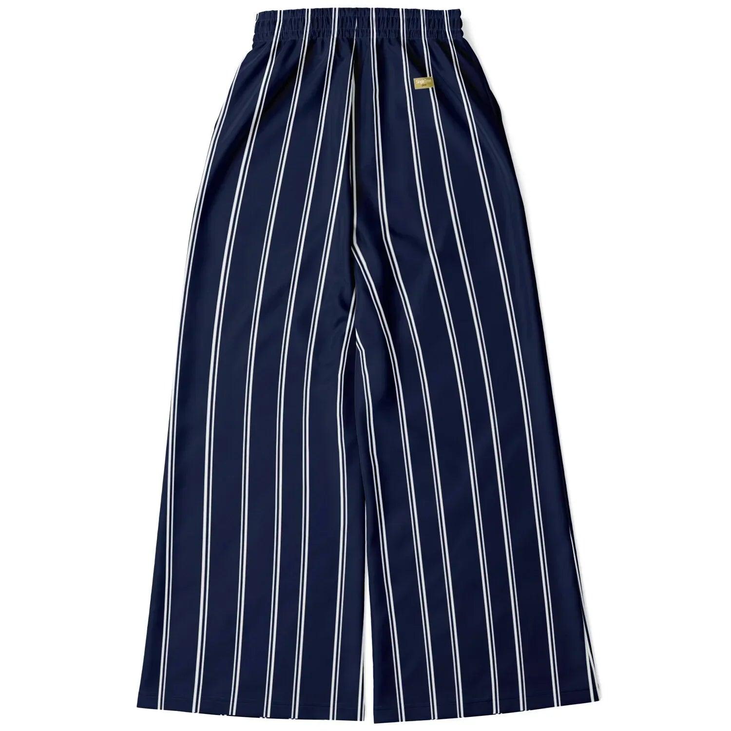 Wimbledon Regal Stripe in Blue Eco-Poly Wide Leg Pants