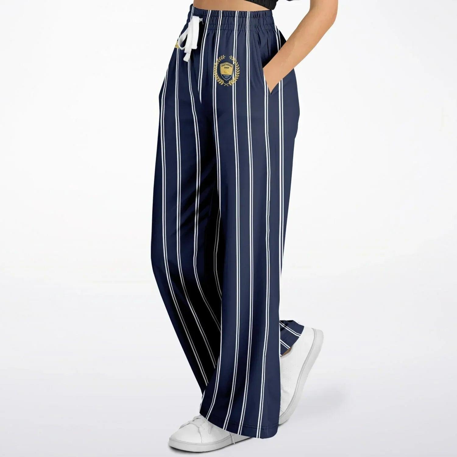 Wimbledon Regal Stripe in Blue Eco-Poly Wide Leg Pants