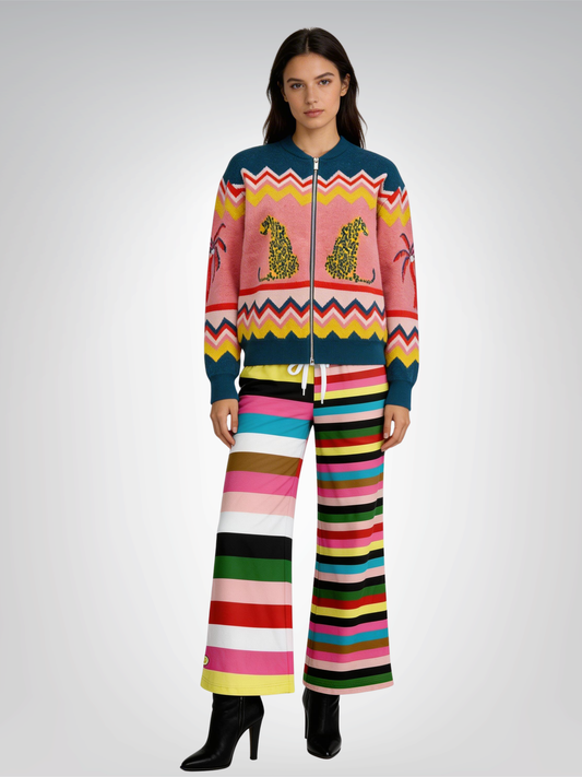 Rainbow Rugby Stripe Eco-Poly Wide Leg Pants