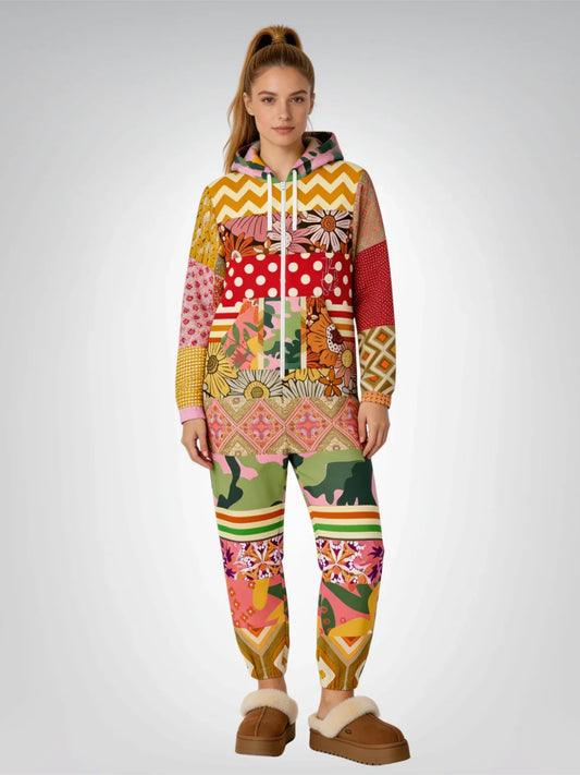 Yogananda Floral Patchwork Unisex Fleece Romper