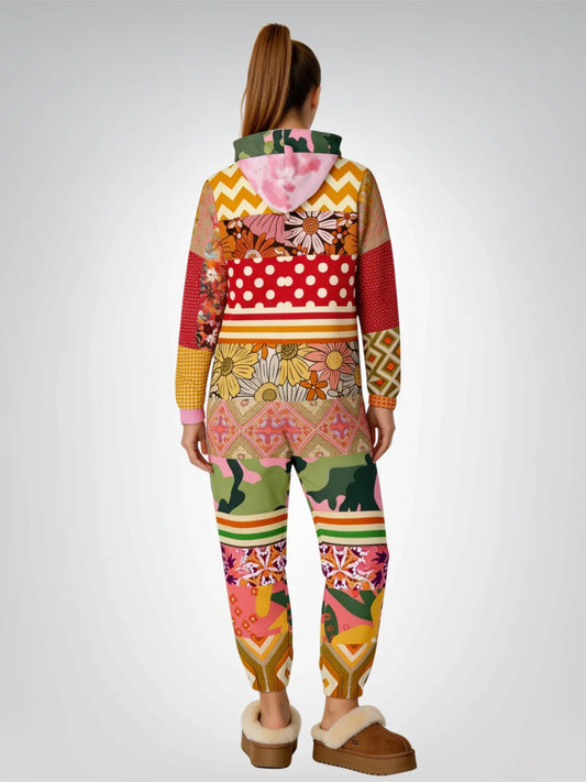 Yogananda Floral Patchwork Unisex Fleece Romper