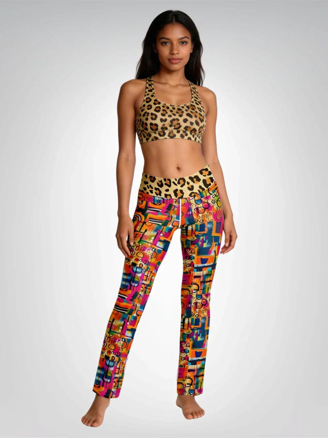 You Got Me Abstract Leopard Graffiti Flare Leggings