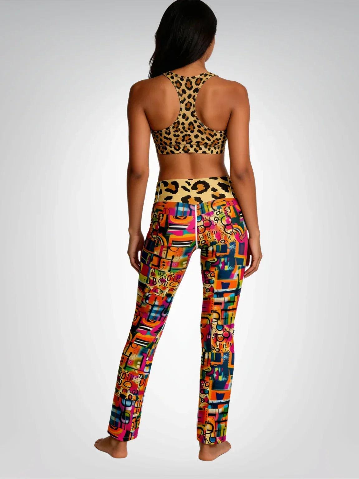 You Got Me Abstract Leopard Graffiti Flare Leggings