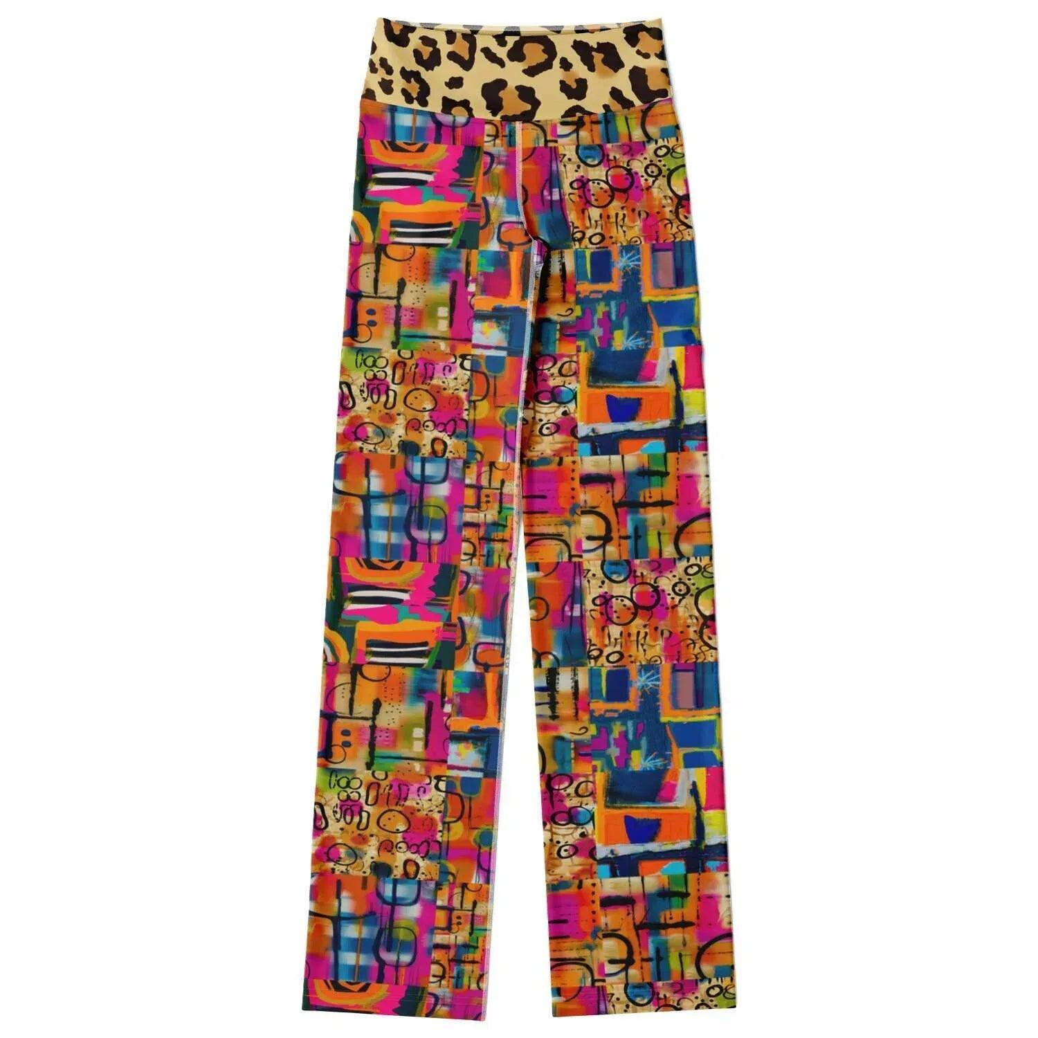 You Got Me Abstract Leopard Graffiti Flare Leggings