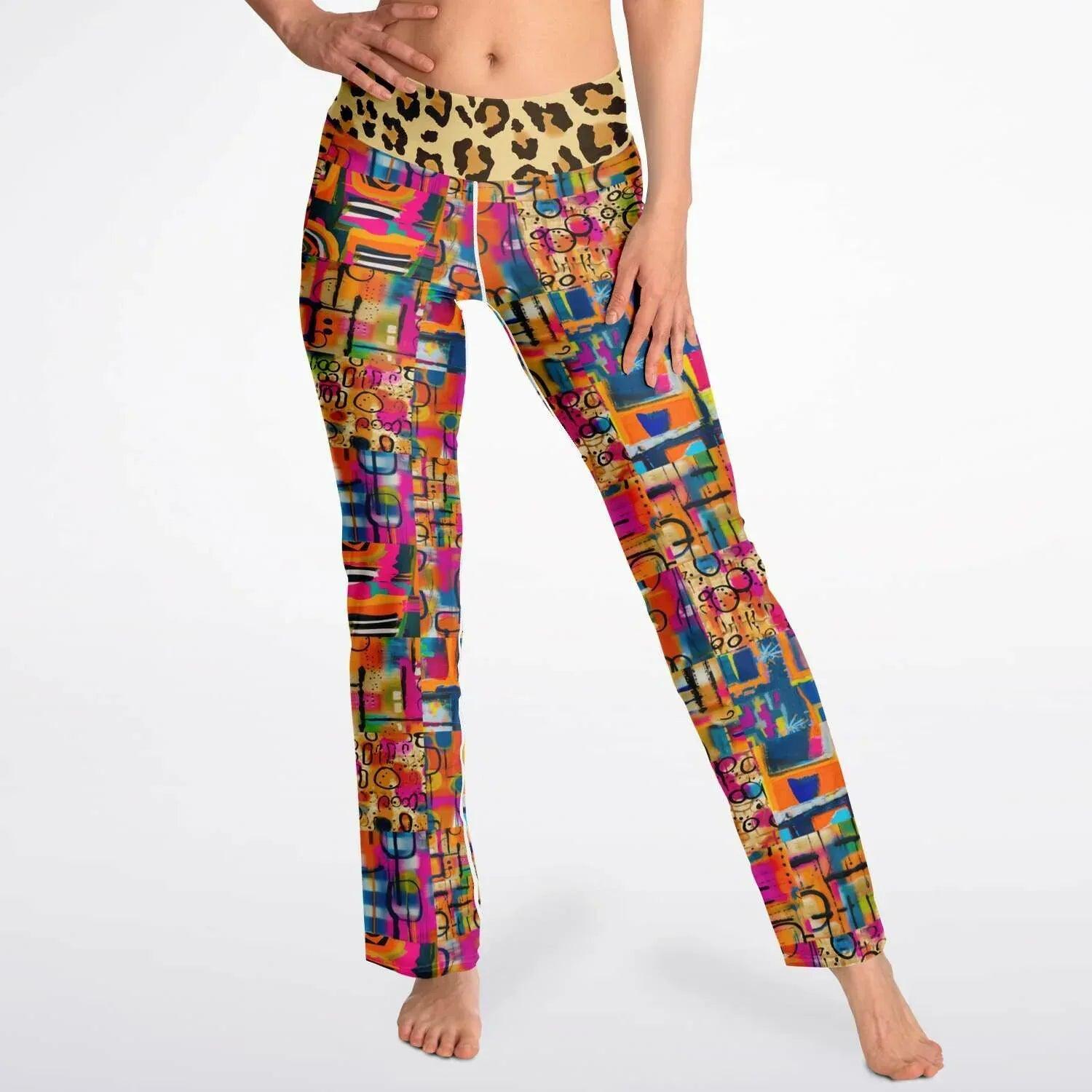 You Got Me Abstract Leopard Graffiti Flare Leggings