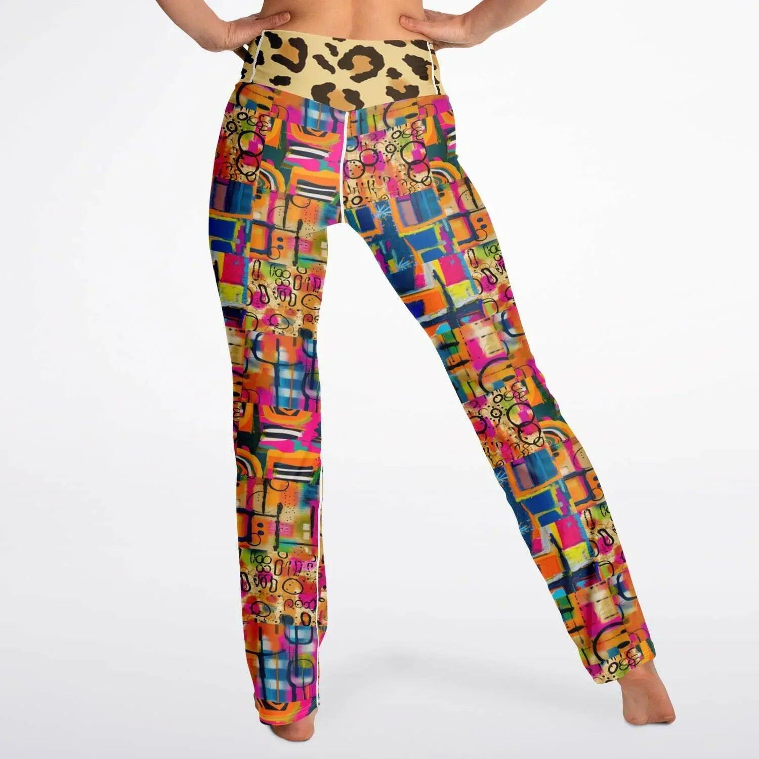 You Got Me Abstract Leopard Graffiti Flare Leggings