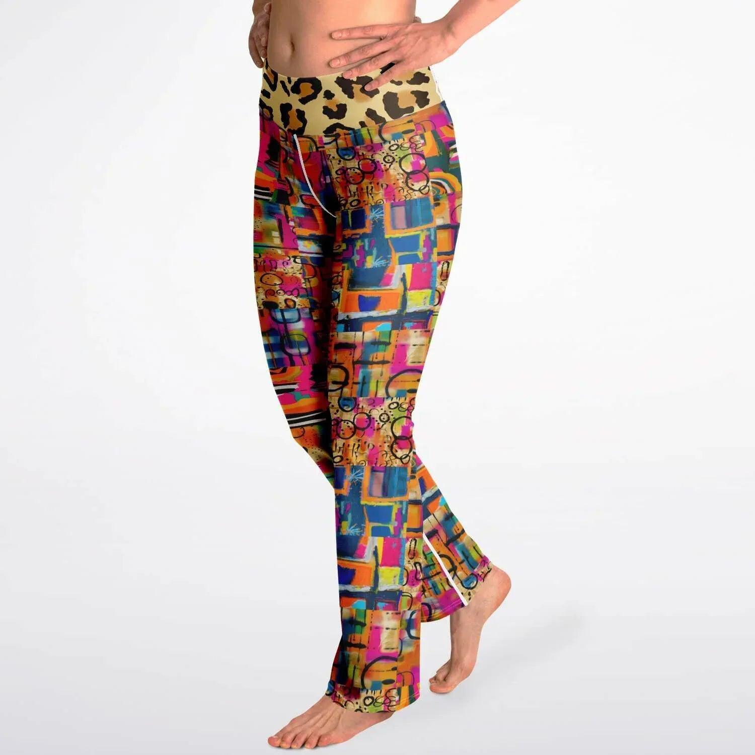 You Got Me Abstract Leopard Graffiti Flare Leggings