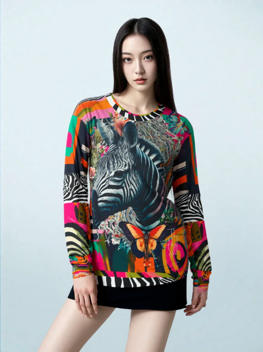 Zebra Fantasia Butterfly Swirl Unisex Sweatshirt (Gold Label)