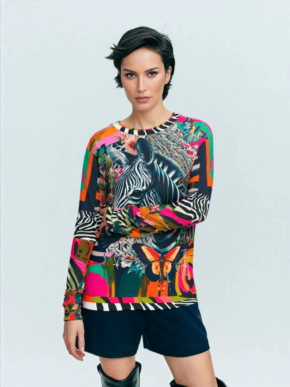Zebra Fantasia Butterfly Swirl Unisex Sweatshirt (Gold Label)