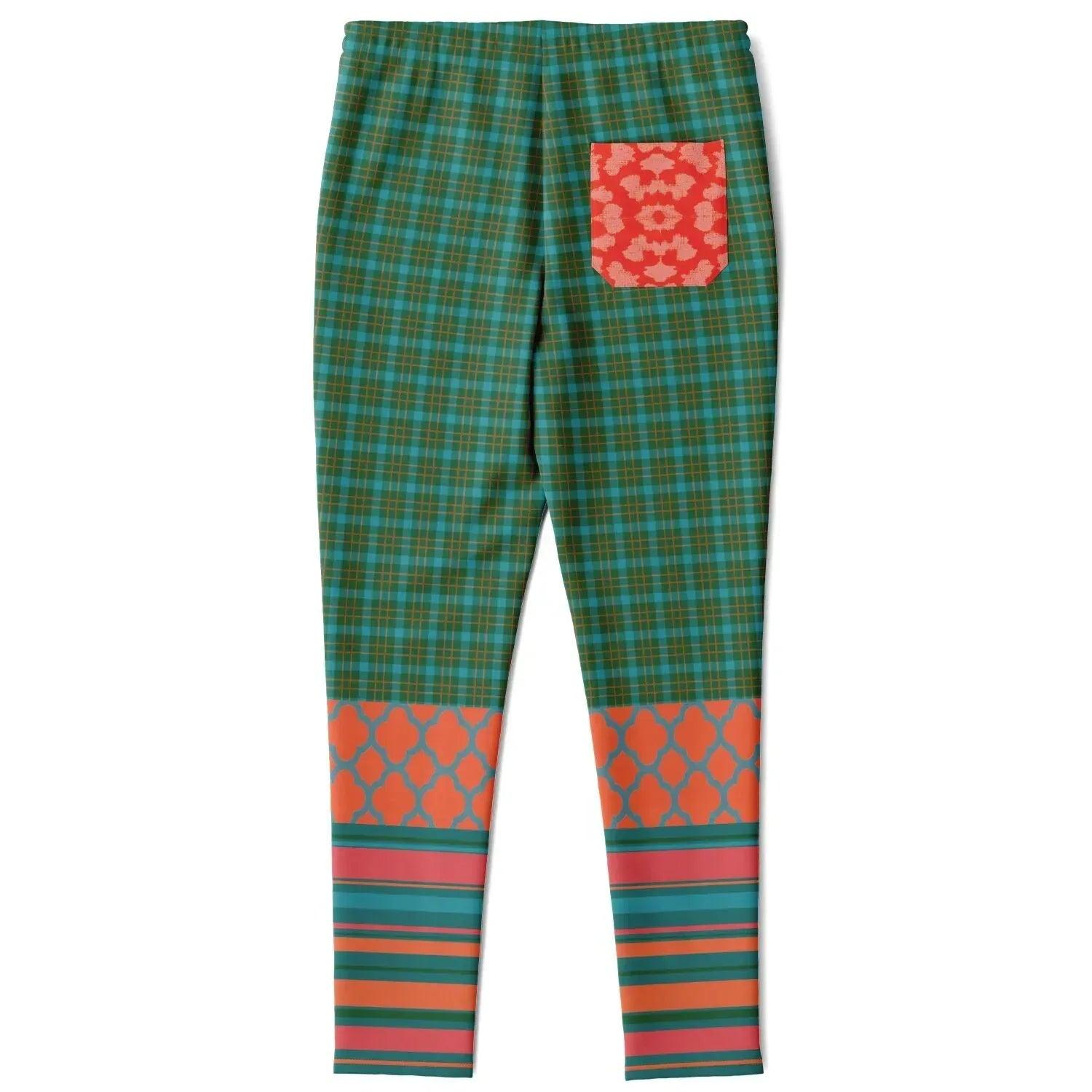 Zen Blossom Chrysanthemum Plaid Unisex Eco-Poly Track Pants