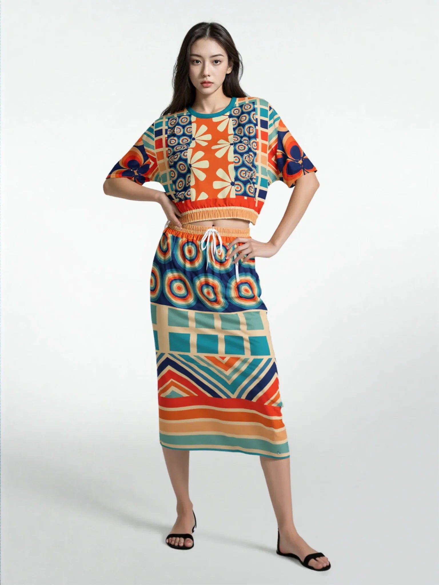 Ziggy Out Retro Eco-Poly Long Pocket Skirt