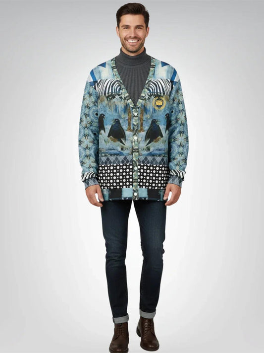 Zima in Frost - Janoszanka - Patchwork Print Heavyweight Unisex Cardigan