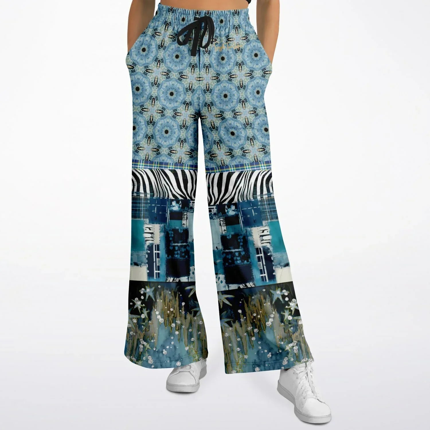 Zima in Frost - Janoszanka - Patchwork Print Eco-Poly Wide Leg Pants